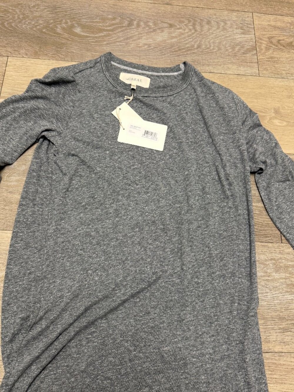 The Great Dress Long SLeeve Knotted Tee Size 0 Heather Gray NWT USA Made - Picture 5 of 16